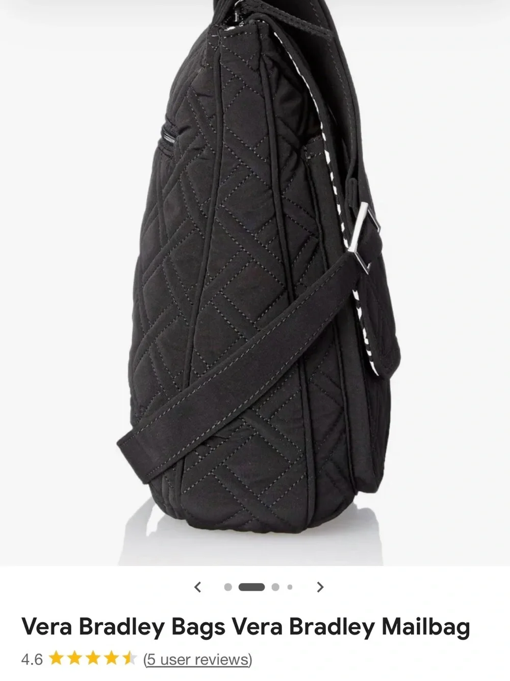 Vera Bradley Mailbag Classic Black Quilted